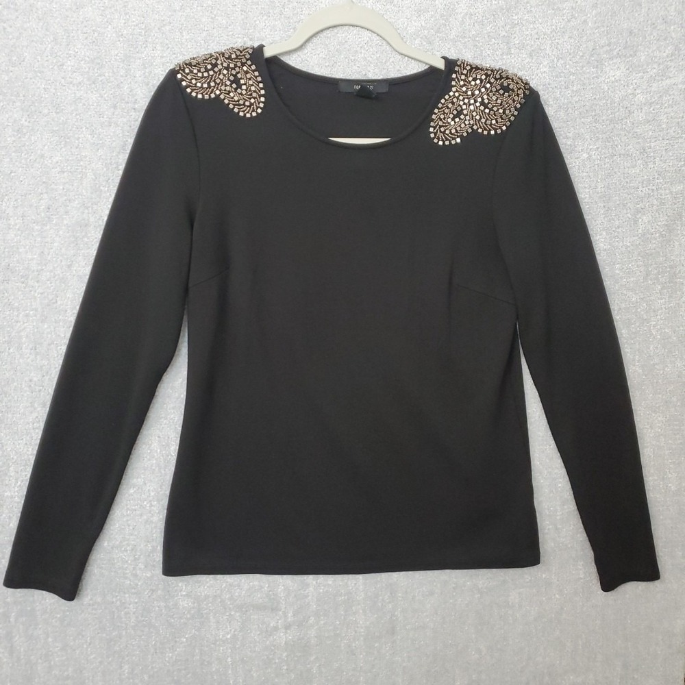 Forever 21 Shirt Woman's Medium Black‎ Beaded